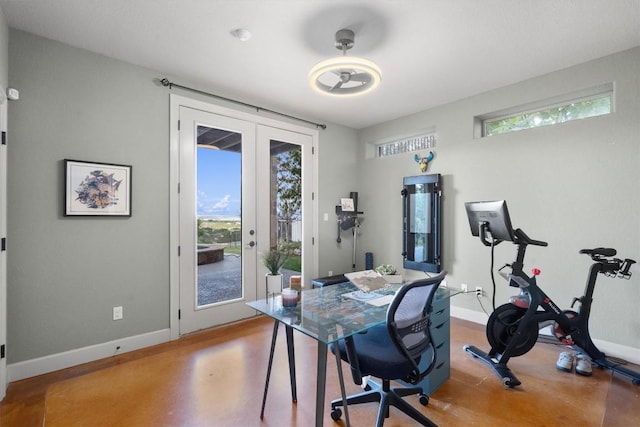 4408 Blacksmith Cv, Spicewood, TX 78669 - office area with french doors and finished concrete flooring