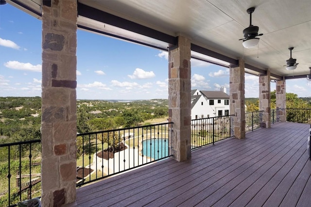 4408 Blacksmith Cv, Spicewood, TX 78669 - wooden terrace with ceiling fan