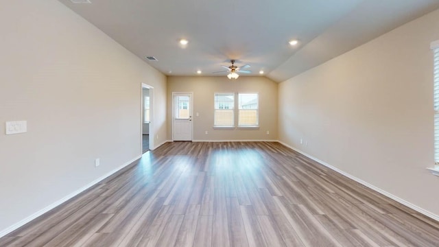 137 Hugh Dr, Killeen, TX 76542 - empty room with baseboards, wood finished floors, ceiling fan, and recessed lighting