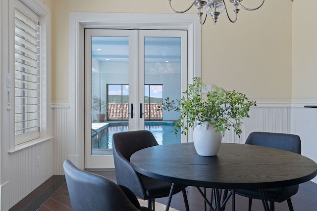 dining space with french doors