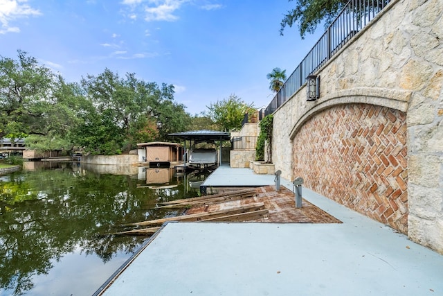 exterior space featuring a water view