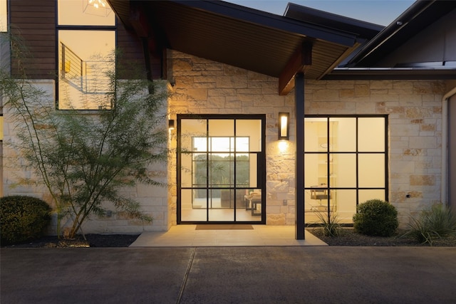 view of exterior entry with french doors