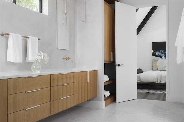 bathroom featuring wood-type flooring and vanity