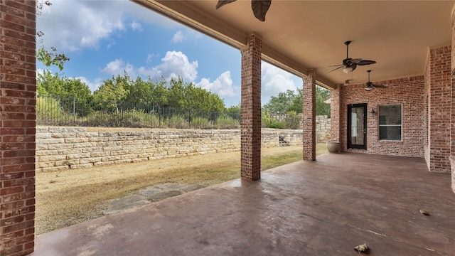 view of patio with ceiling fan