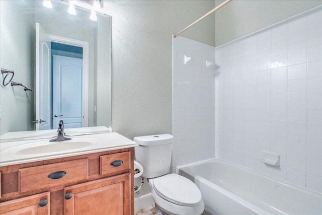 175 Blazing Star Dr, Austin, TX 78737 - bathroom with vanity, shower / bathtub combination, and a textured wall