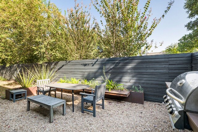 view of patio / terrace featuring grilling area and a fenced backyard