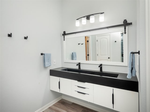 bathroom featuring wood-type flooring and vanity