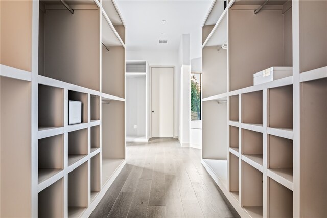 walk in closet featuring wood-type flooring