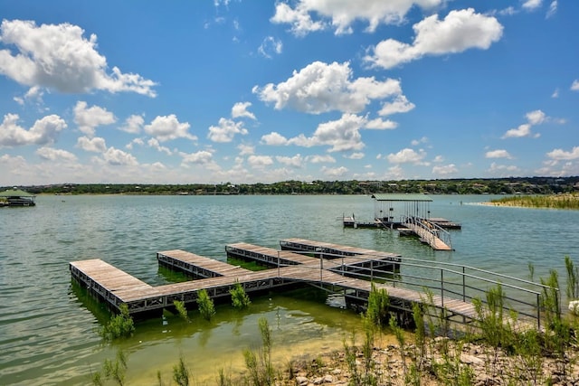 view of dock featuring a water view