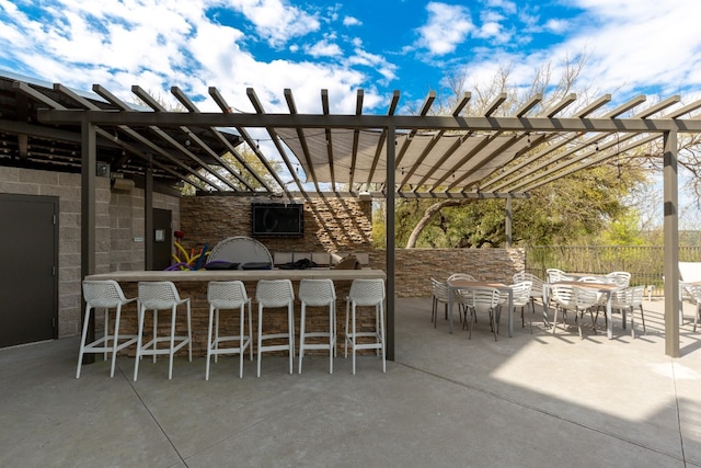 view of patio / terrace featuring a pergola