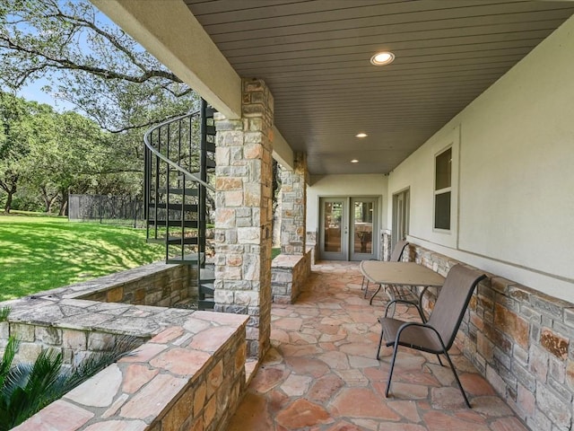 view of patio featuring french doors