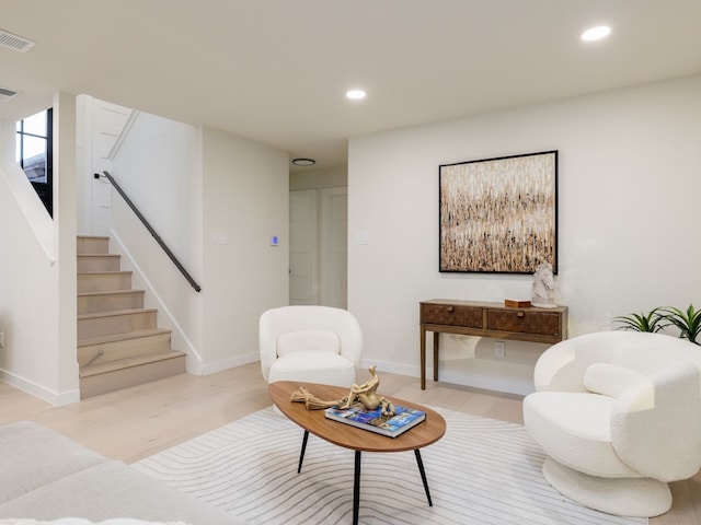 living room featuring light hardwood / wood-style flooring