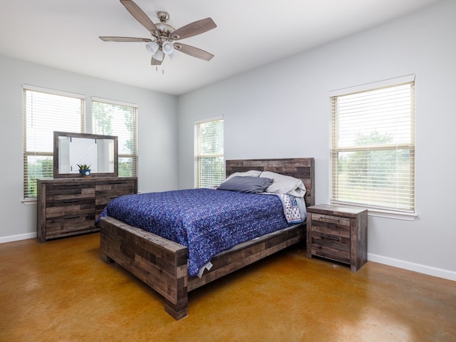 bedroom featuring ceiling fan