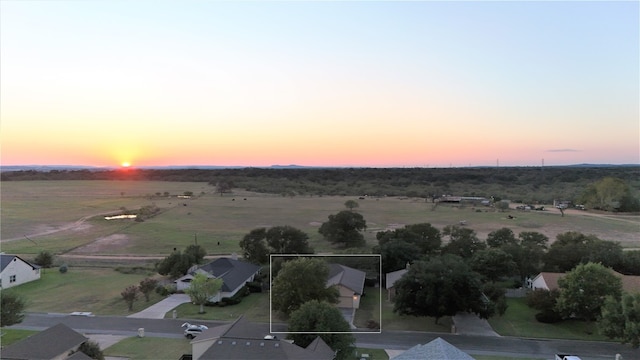 view of aerial view at dusk