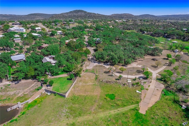 bird's eye view with a mountain view