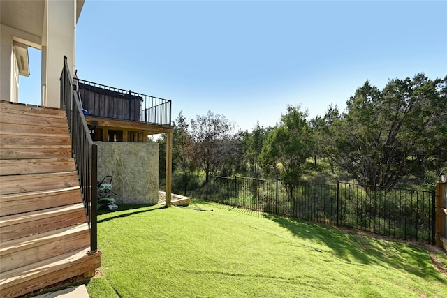 view of yard with a deck