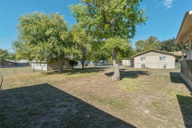 702 S Groos St, Kyle, TX 78640 - view of yard with a fenced backyard and central air condition unit