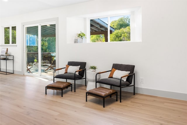 living area featuring light wood-type flooring