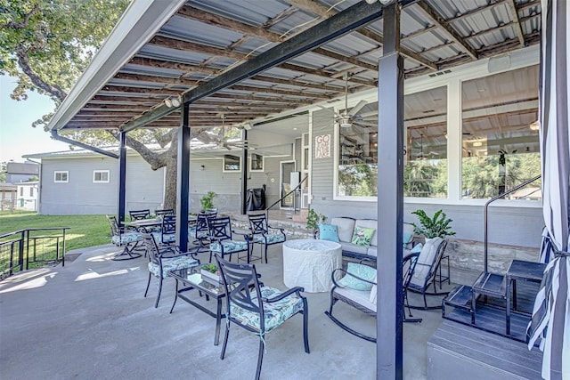 1104 Hill Circle W Dr, Granite Shoals, TX 78654 - view of patio featuring ceiling fan and outdoor dining space