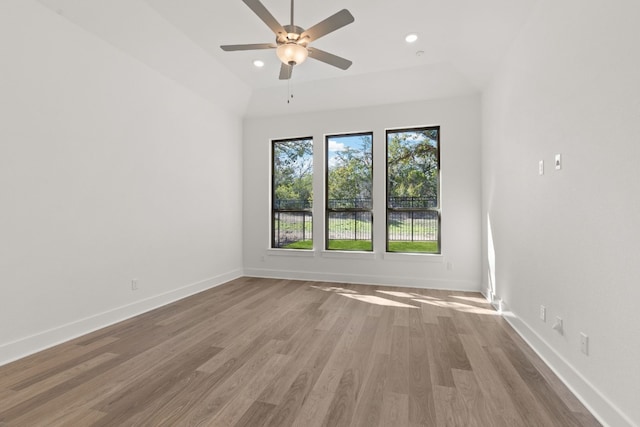 spare room featuring ceiling fan and wood-type flooring