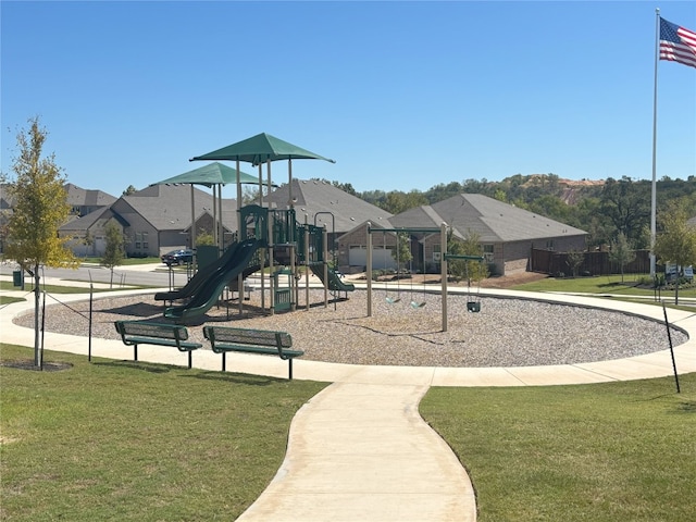 view of play area featuring a yard