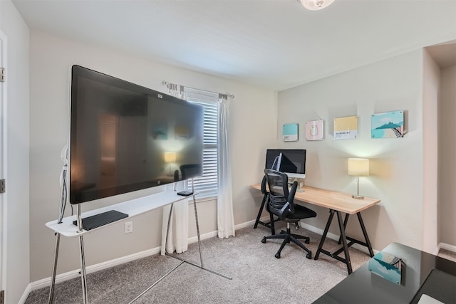 view of carpeted home office