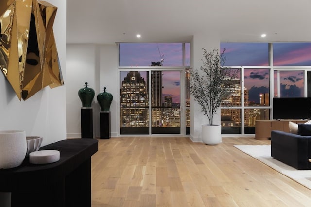 interior space with light hardwood / wood-style floors