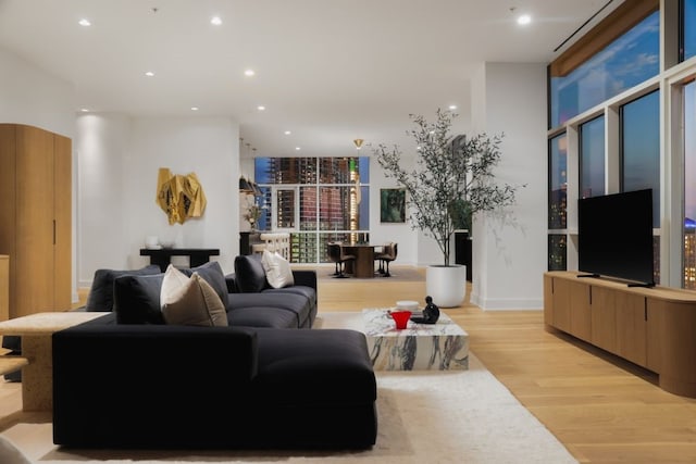 living room featuring light wood-type flooring