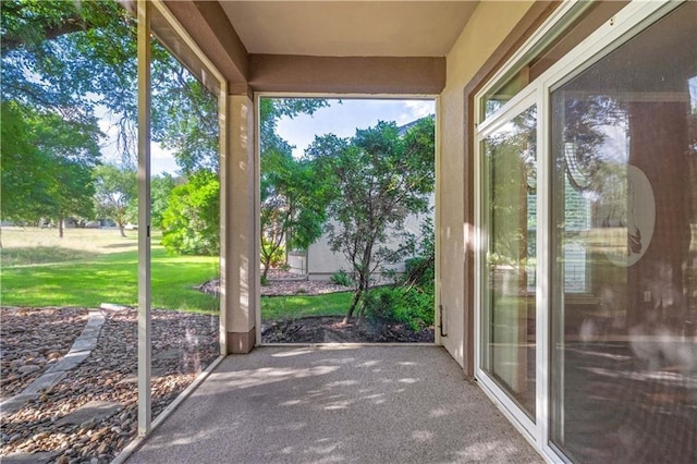 view of unfurnished sunroom