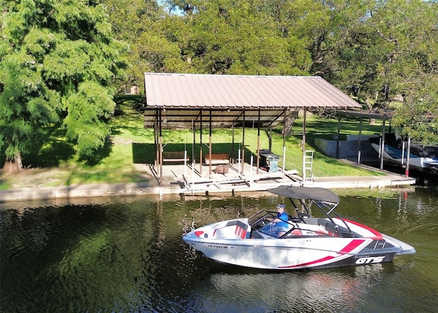 dock area featuring a water view