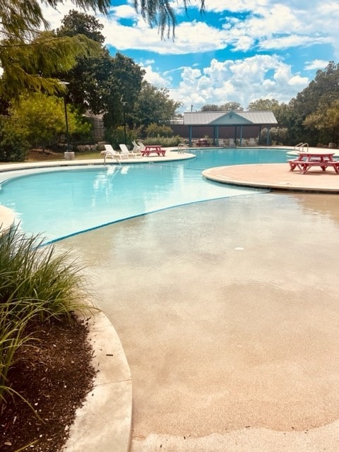 view of pool featuring a patio