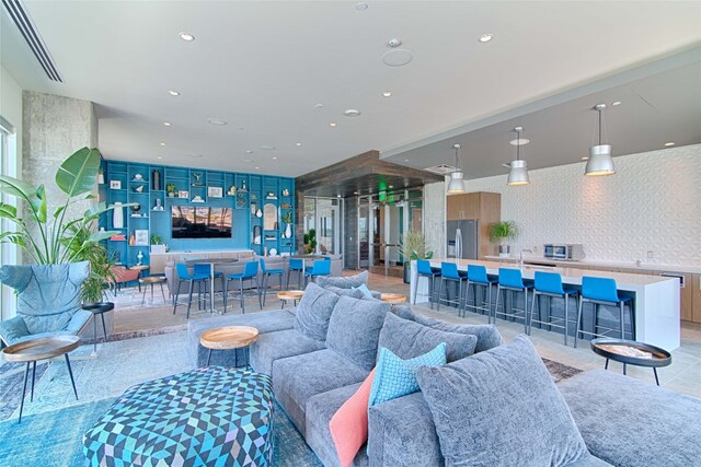 view of tiled living room