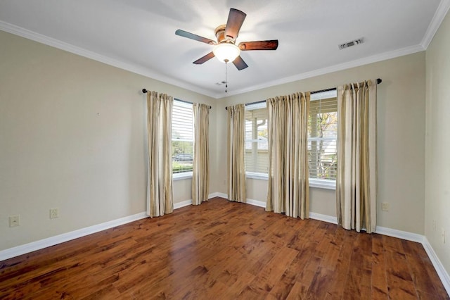 14 Par View Dr, Wimberley, TX 78676 - unfurnished room featuring wood finished floors, ornamental molding, and a ceiling fan