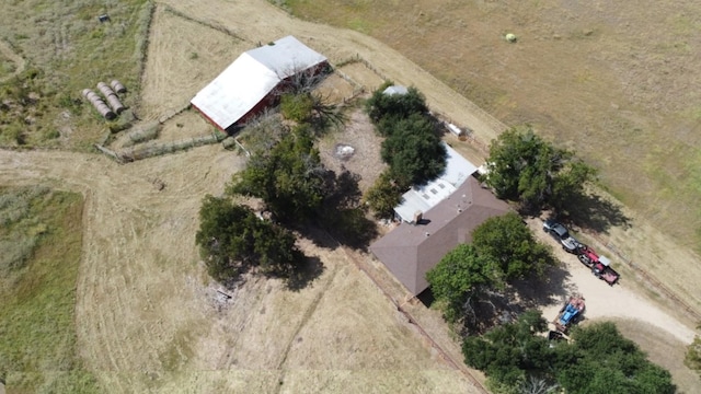 drone / aerial view with a rural view