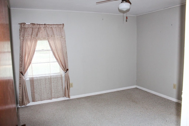 carpeted spare room featuring ornamental molding