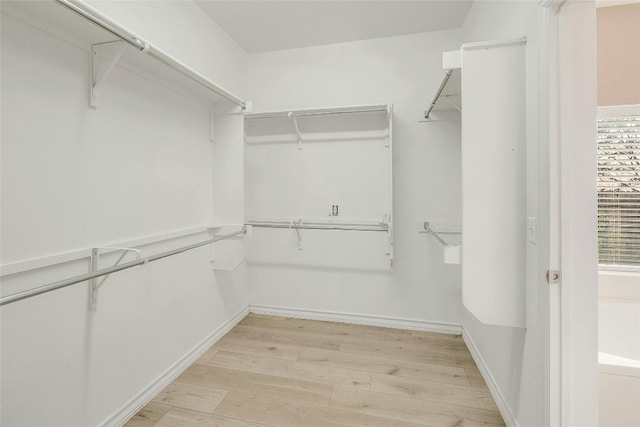 spacious closet with light hardwood / wood-style floors