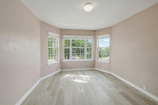 empty room with light wood-type flooring and plenty of natural light