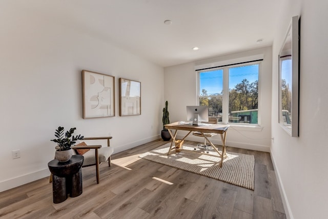 office space featuring light hardwood / wood-style flooring