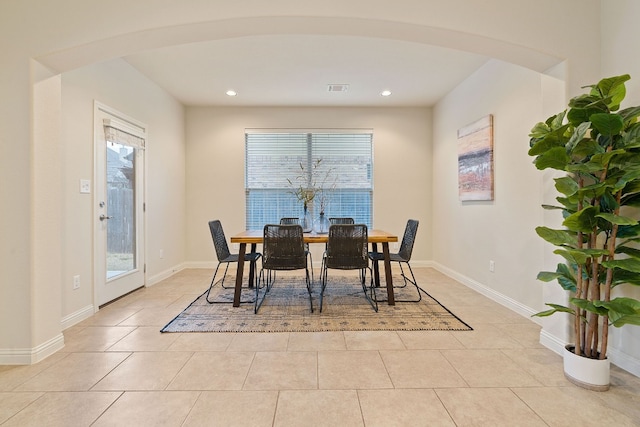 view of tiled dining space