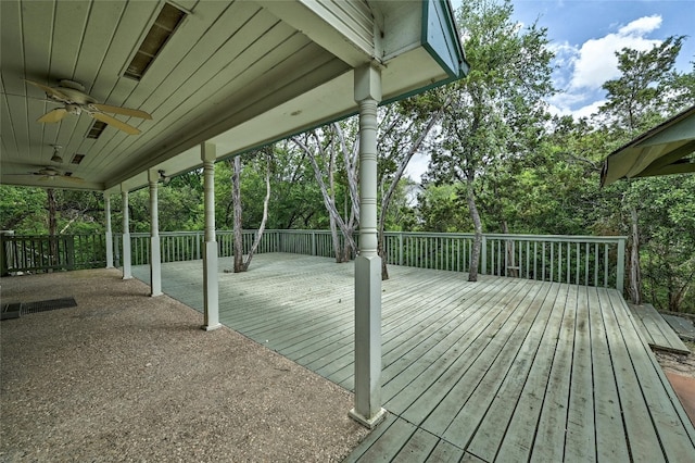 wooden terrace with ceiling fan