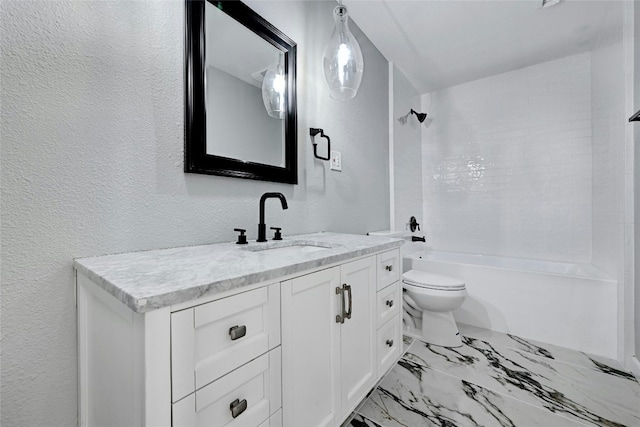 full bathroom with vanity, toilet, and shower / bathtub combination