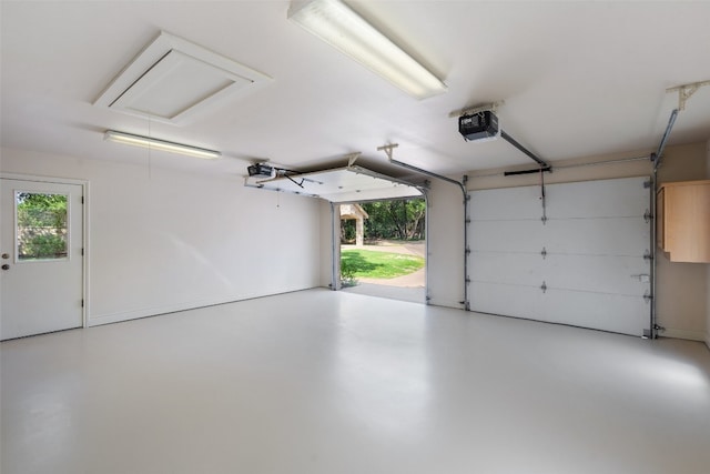 garage with a garage door opener