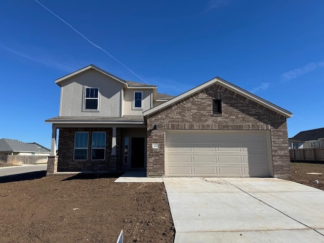 view of front of house with a garage