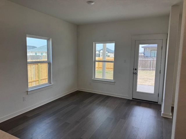 interior space featuring dark wood-style floors and baseboards