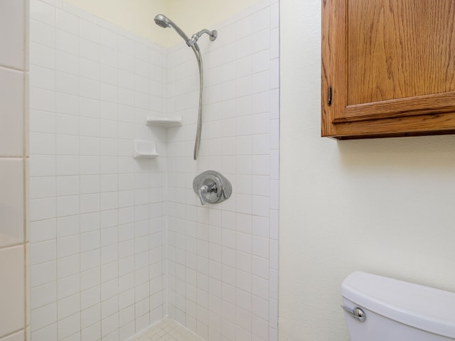 bathroom with toilet and a tile shower