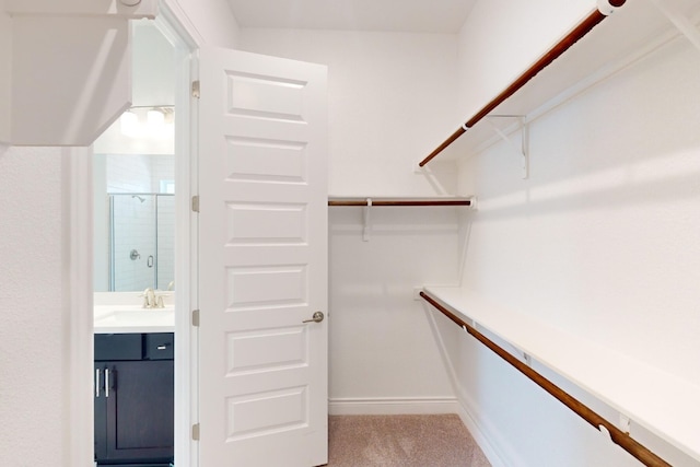 walk in closet featuring sink