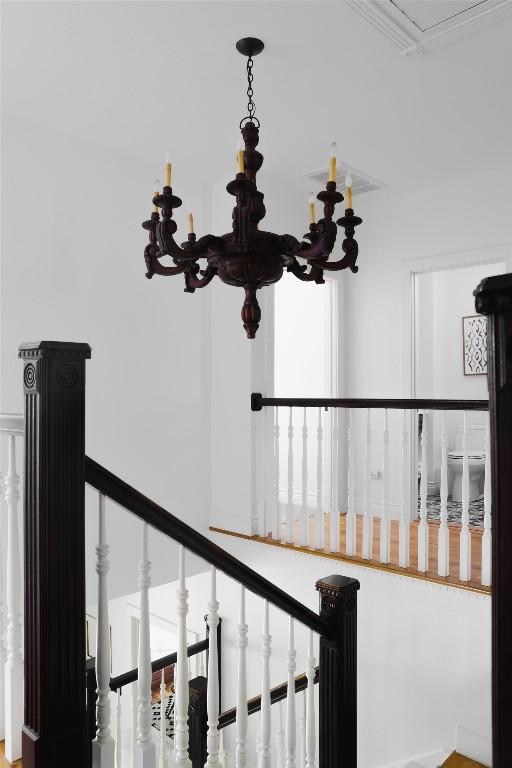 11505 SW Oaks, Austin, TX 78737 - stairs with a chandelier