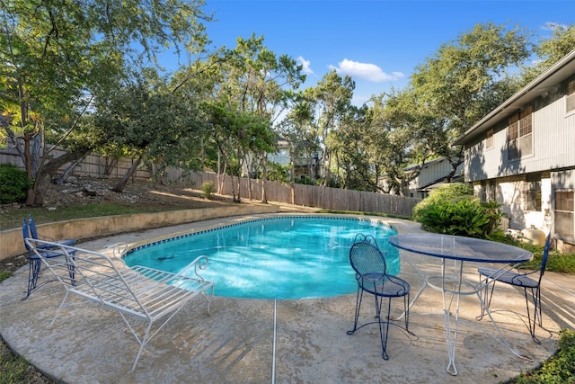 view of swimming pool featuring a patio area