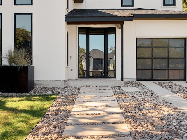 property entrance with french doors