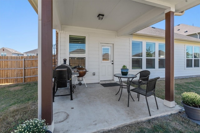 view of patio / terrace with a grill